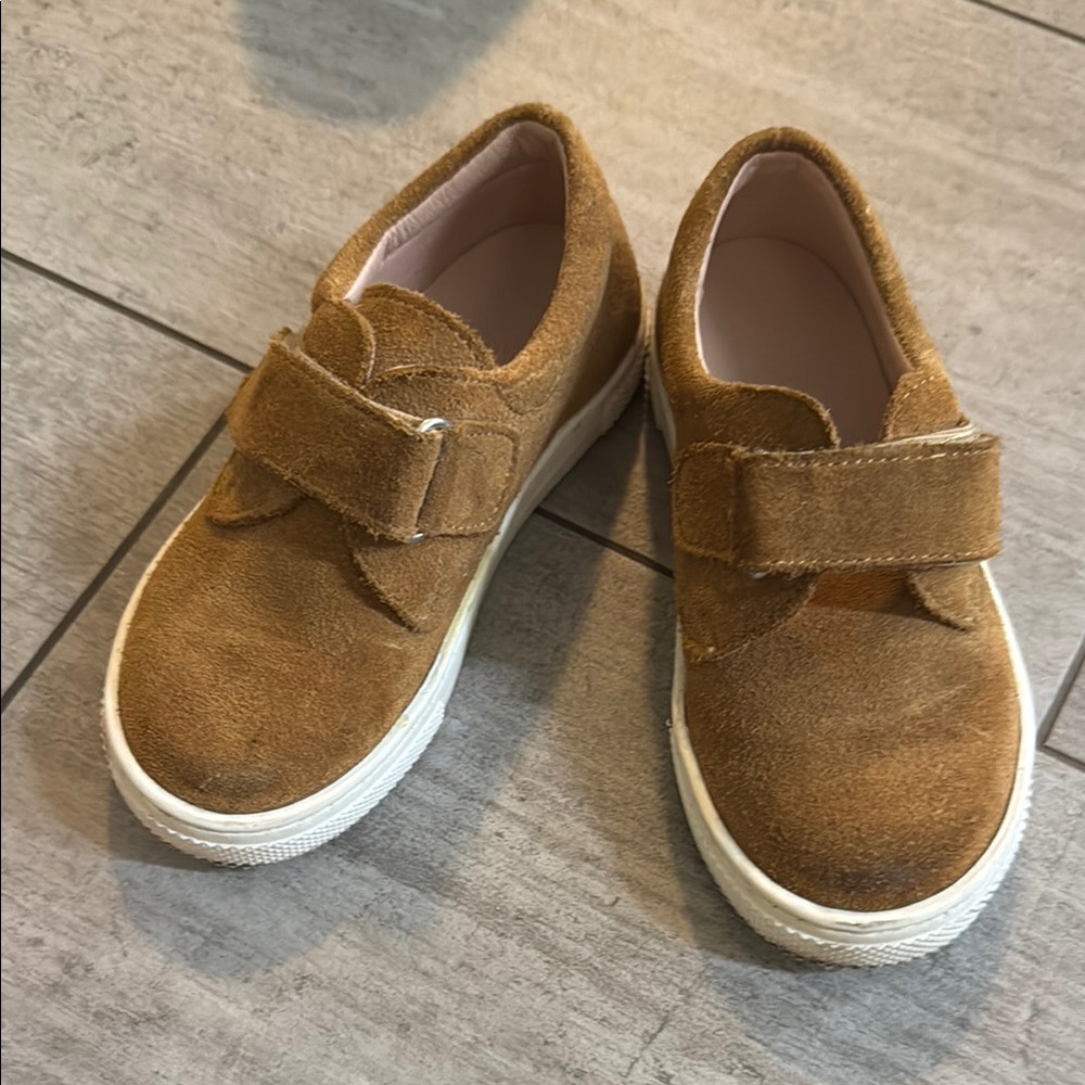 Brown Suede drivers  with White Soles, Velcro bottom wore twice.
